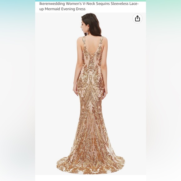 Gold sequence gown - Picture 2 of 10